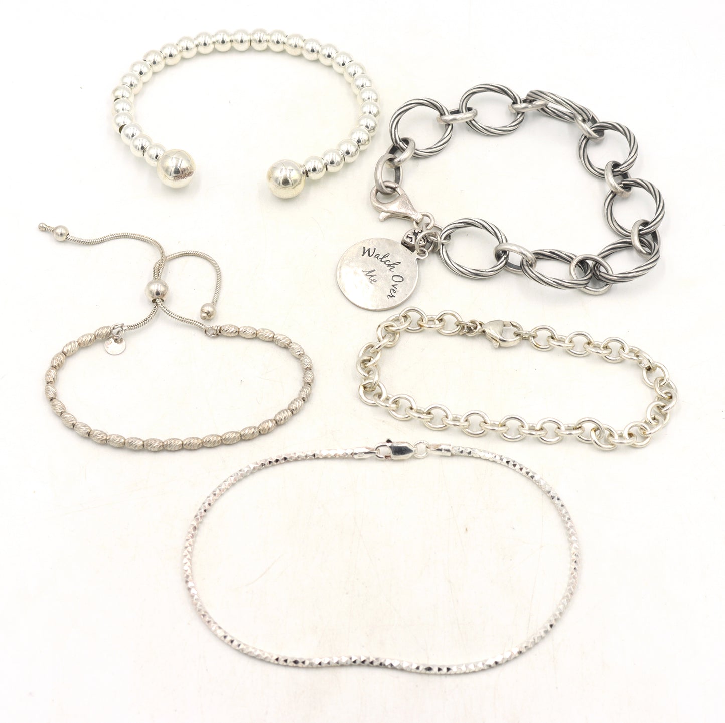 Group lot of 5 Vintage 925 sterling silver bracelets
