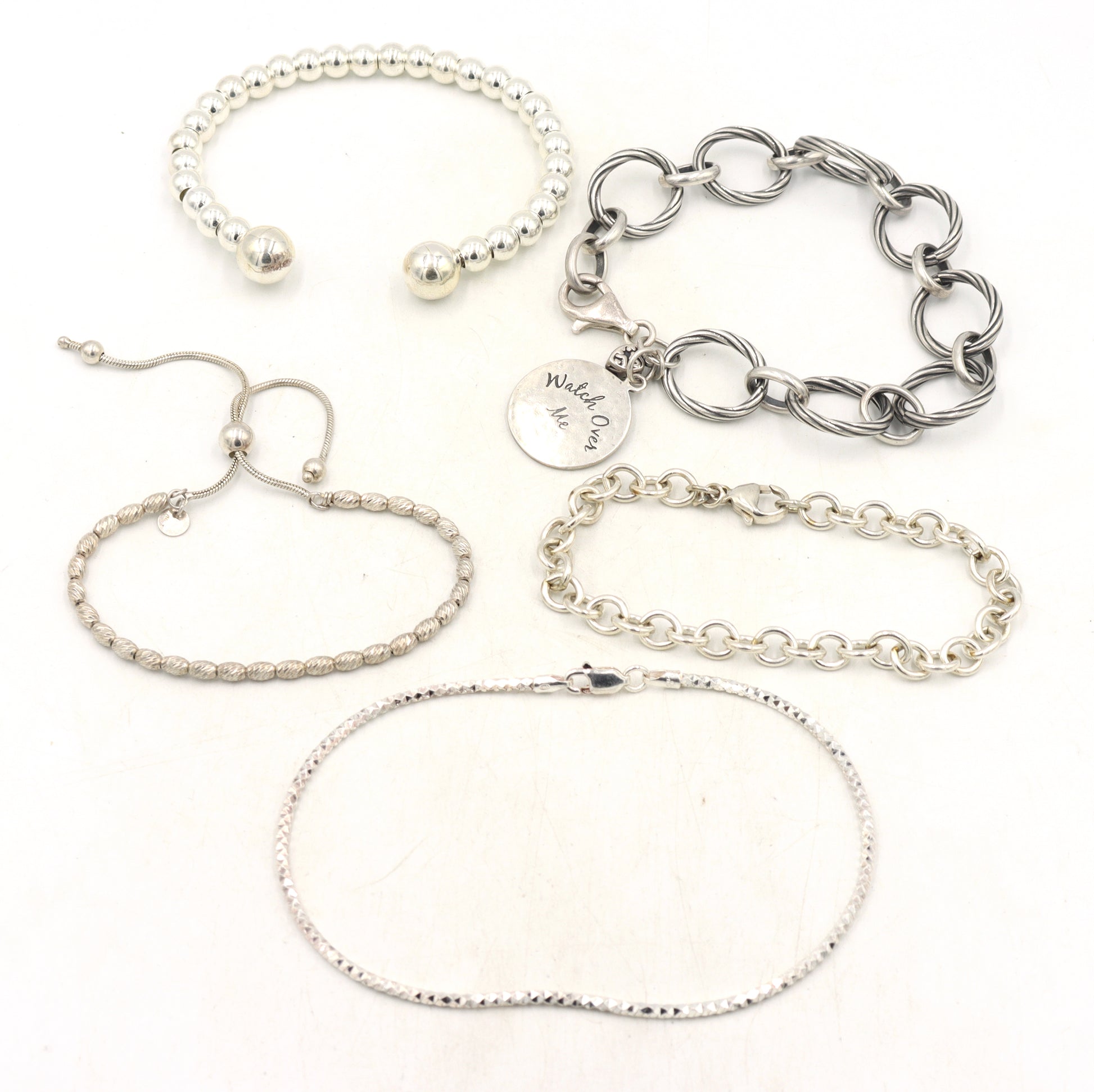 Group lot of 5 Vintage 925 sterling silver bracelets