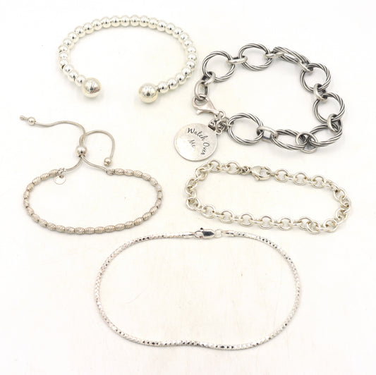 Group lot of 5 Vintage 925 sterling silver bracelets