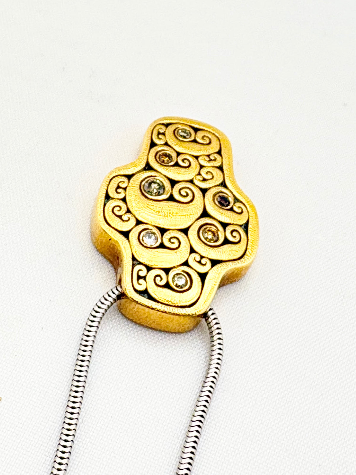 18KT Yellow Gold And Natural Color Diamond Alex Sepkus Little Lambs Cross Pendant With Solid Platinu