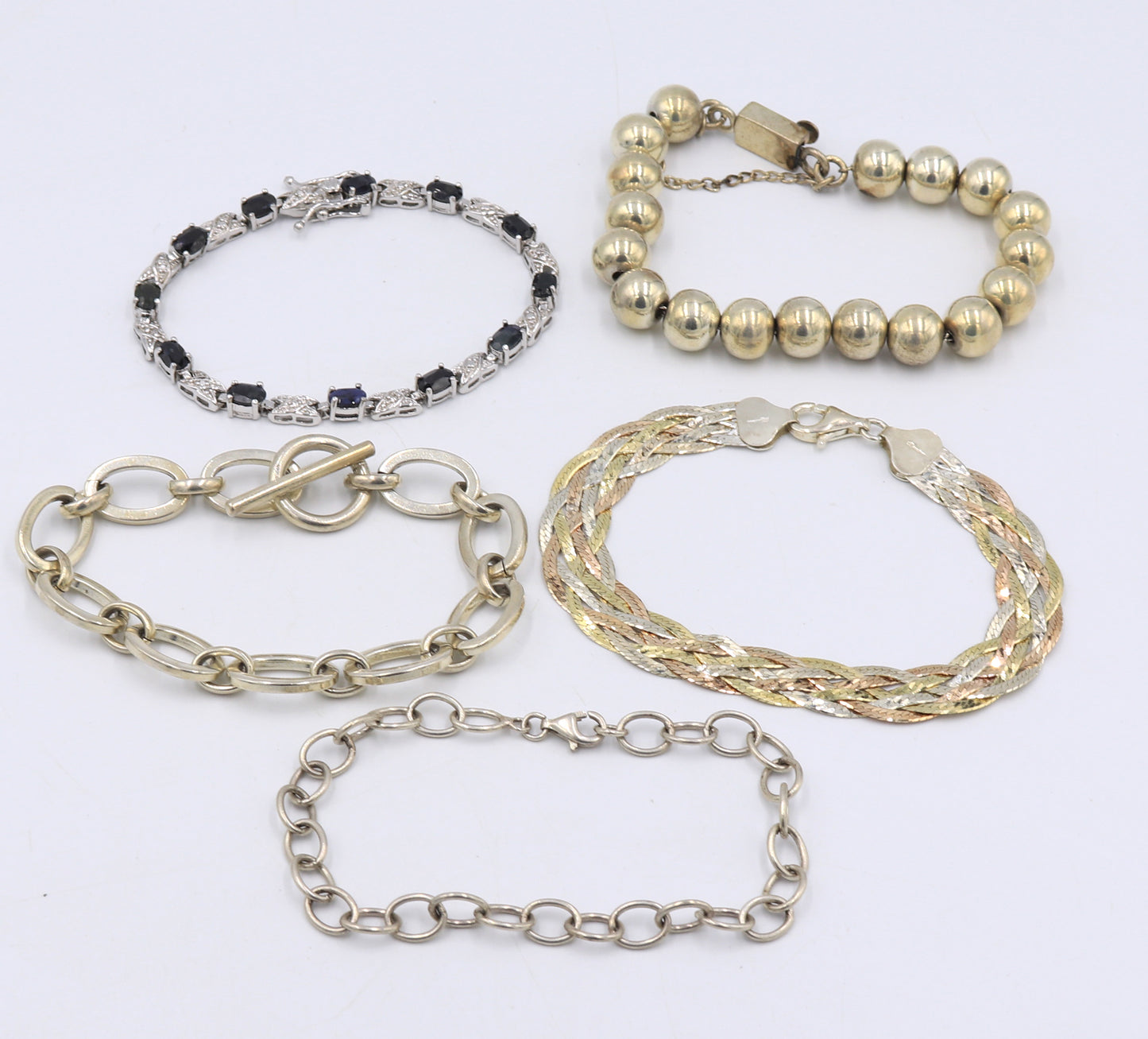 Lot of 5 vintage 925 sterling silver bracelets