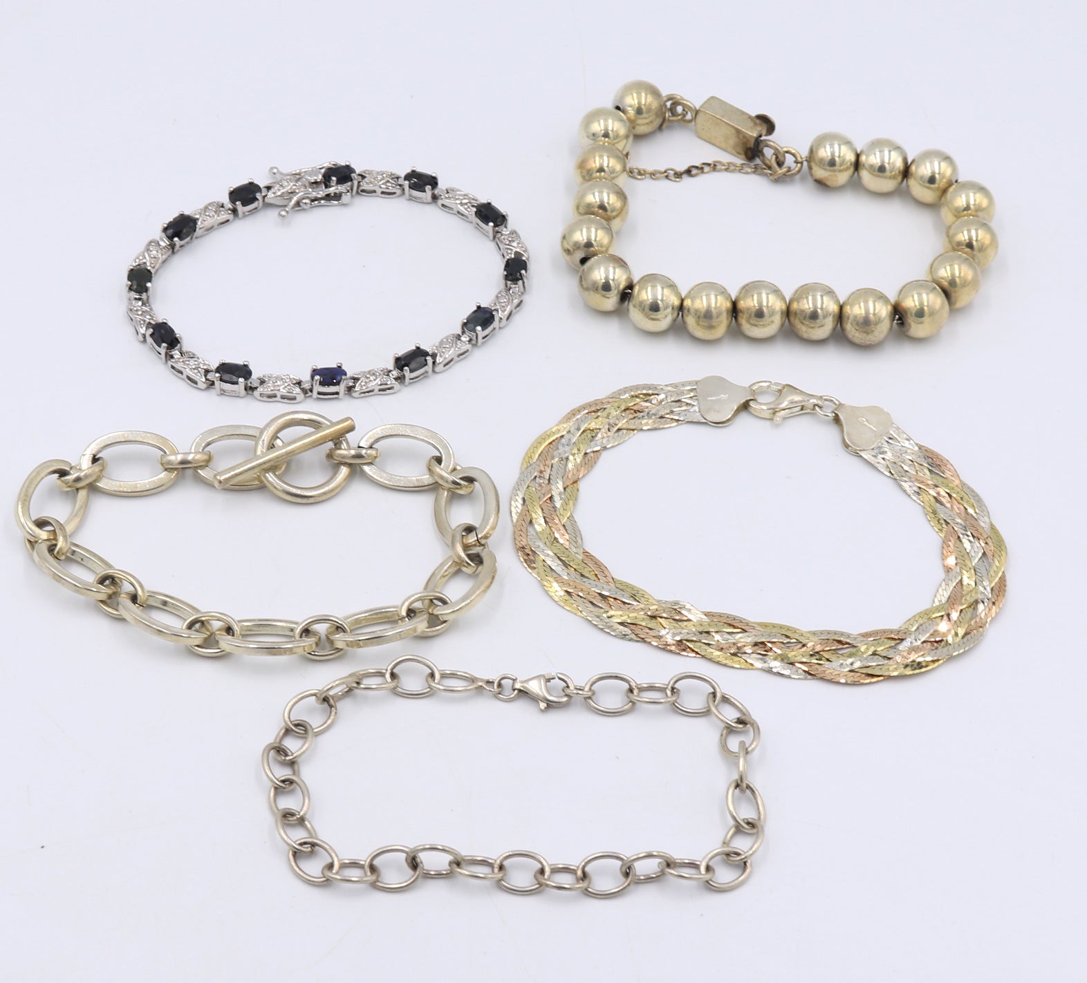 Lot of 5 vintage 925 sterling silver bracelets