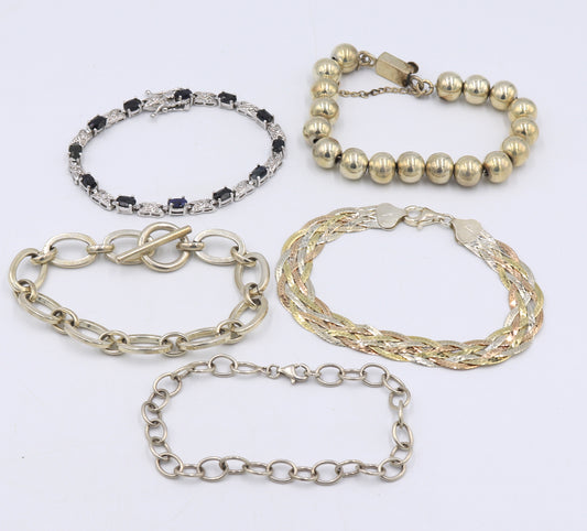 Lot of 5 vintage 925 sterling silver bracelets