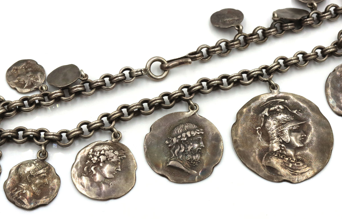 925 Sterling silver Roman coin charm necklace