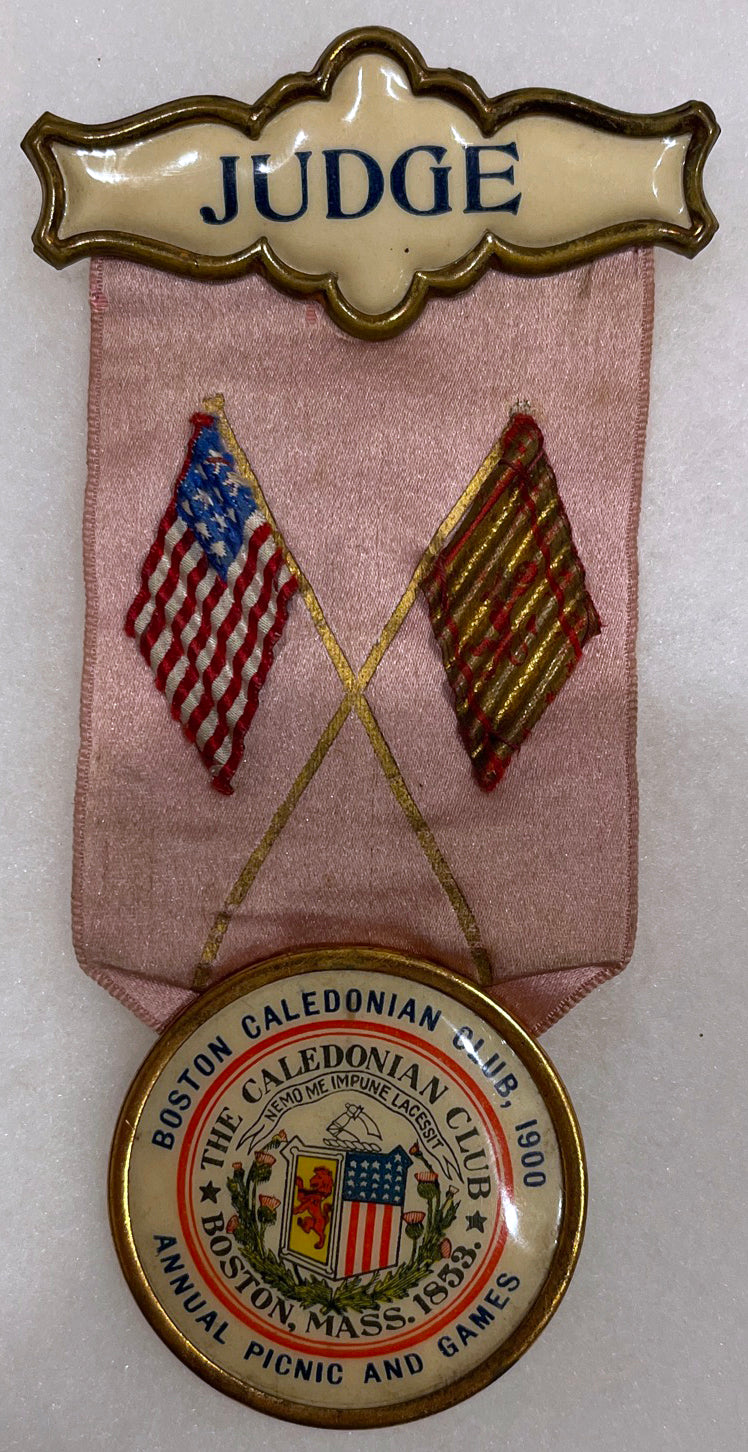 Antique Fraternal & Social Club Ribbon Badges – Boston Caledonian Club & Sons of St. George (Early 1