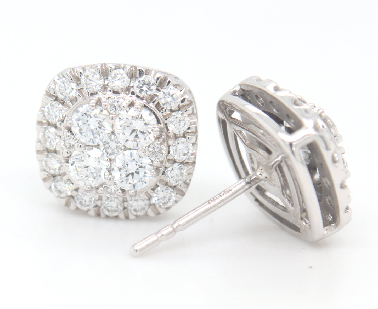 14kt White gold Lab grown diamond cluster earrings