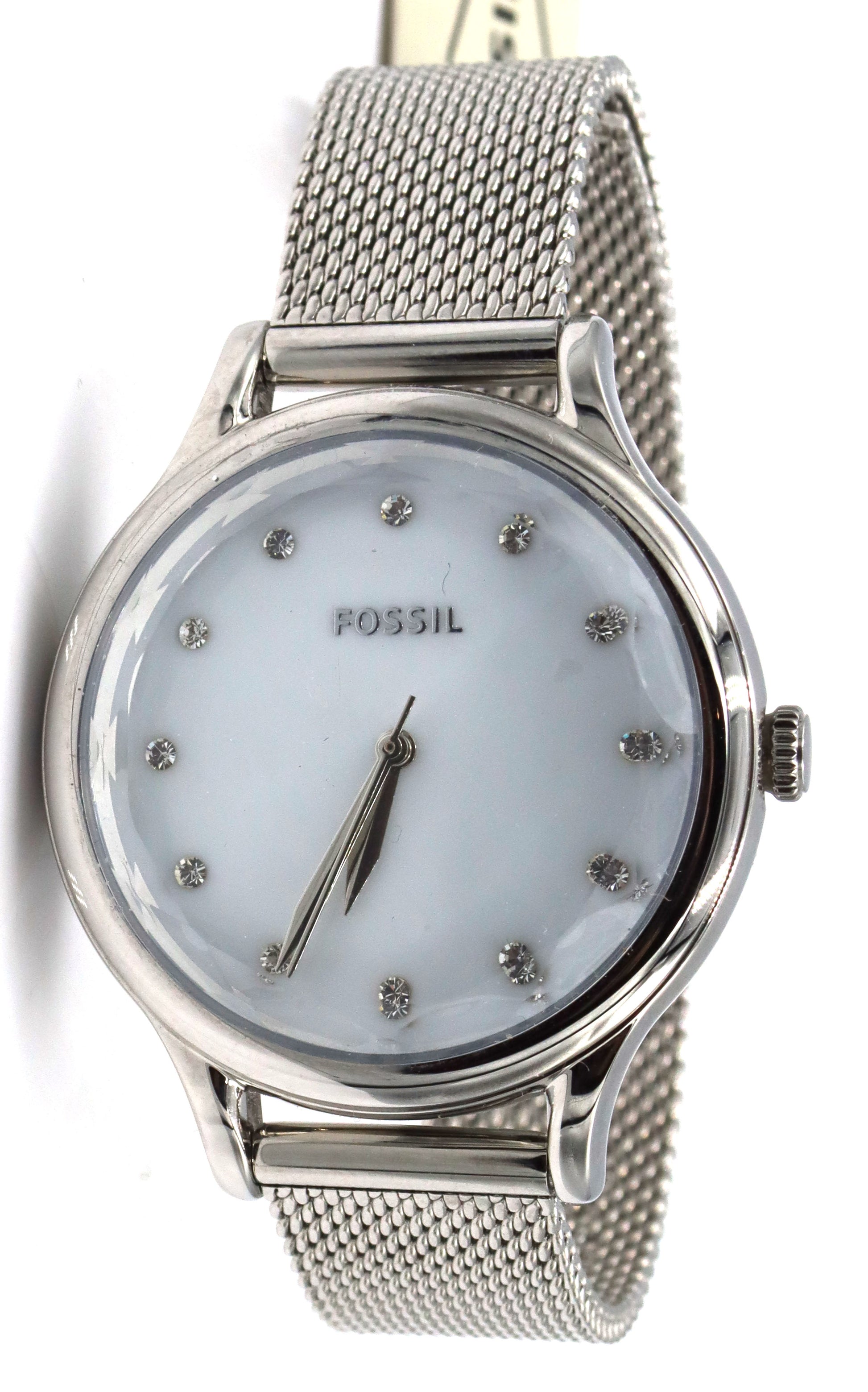 Fossil Carlie quartz mother of pearl diamond dial watch