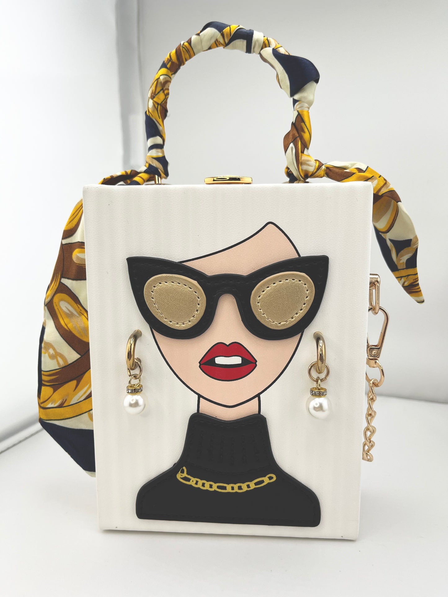 Novelty 3D Lady Face Acrylic CrossBody Hand Bag