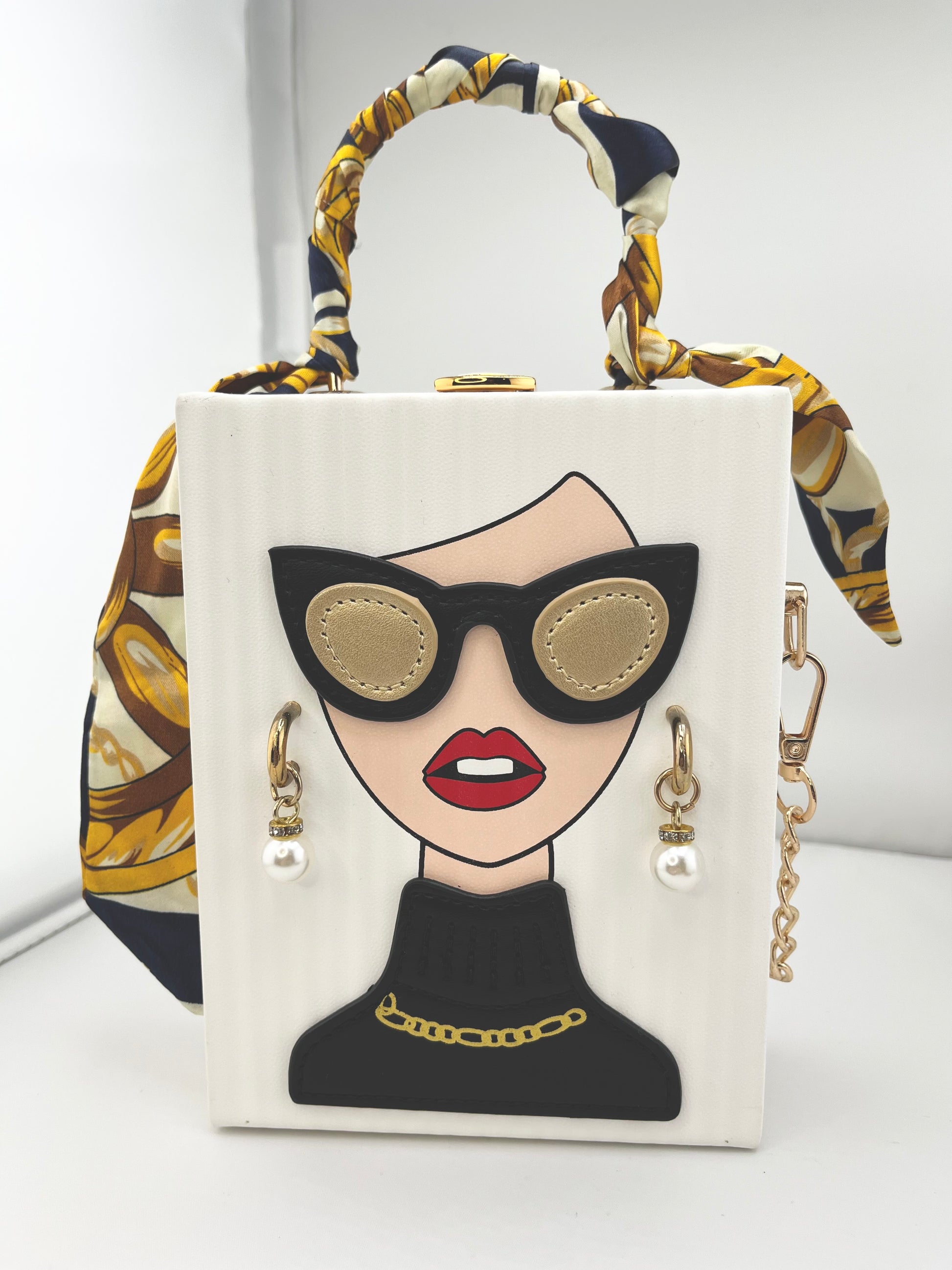 Novelty 3D Lady Face Acrylic CrossBody Hand Bag