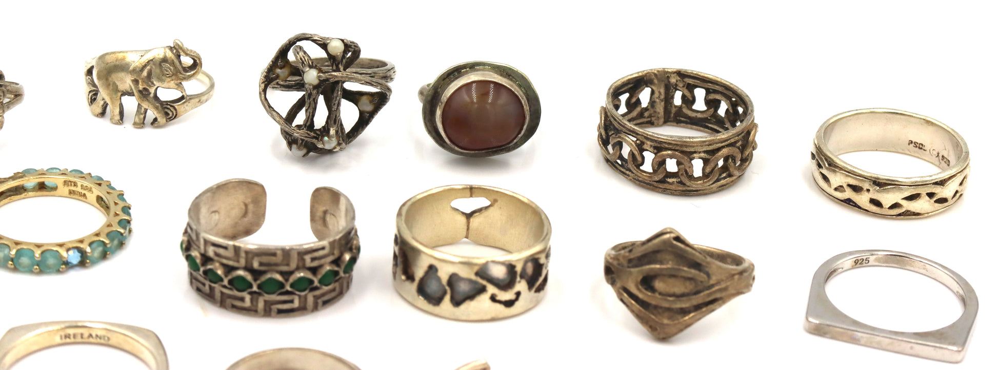 Group lot of Vintage 925 sterling silver rings