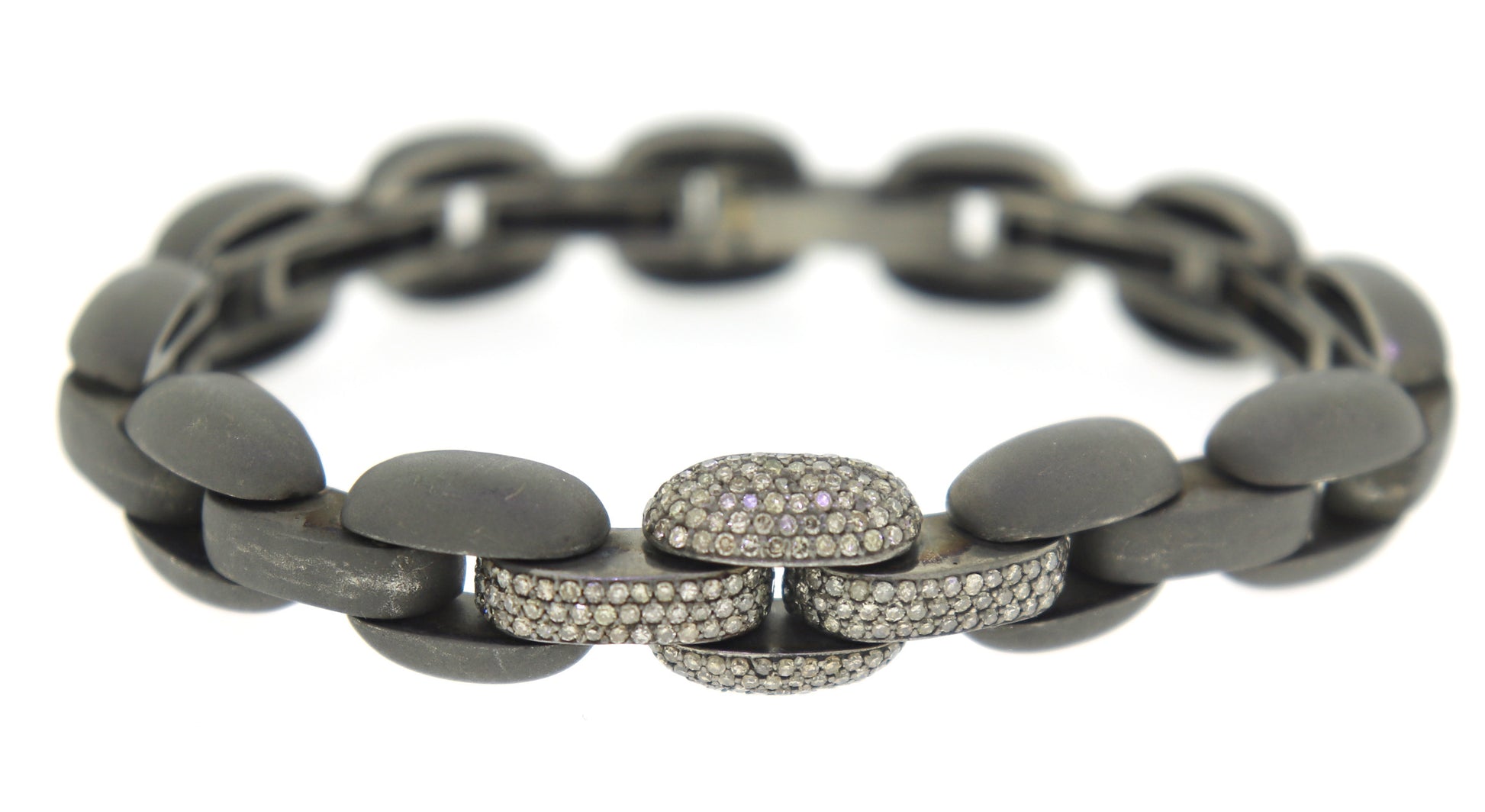 Edgy Sterling Silver Diamond Link Bracelet