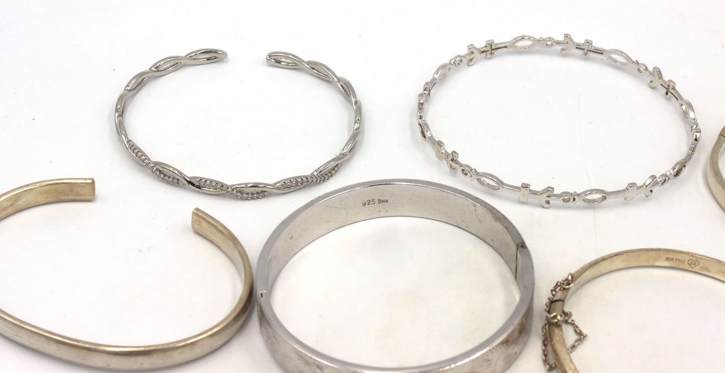 Big group lot of vintage 925 sterling silver bangles