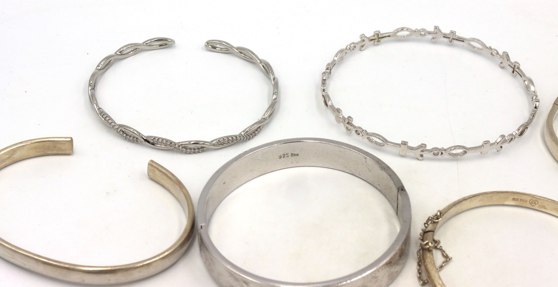 Big group lot of vintage 925 sterling silver bangles