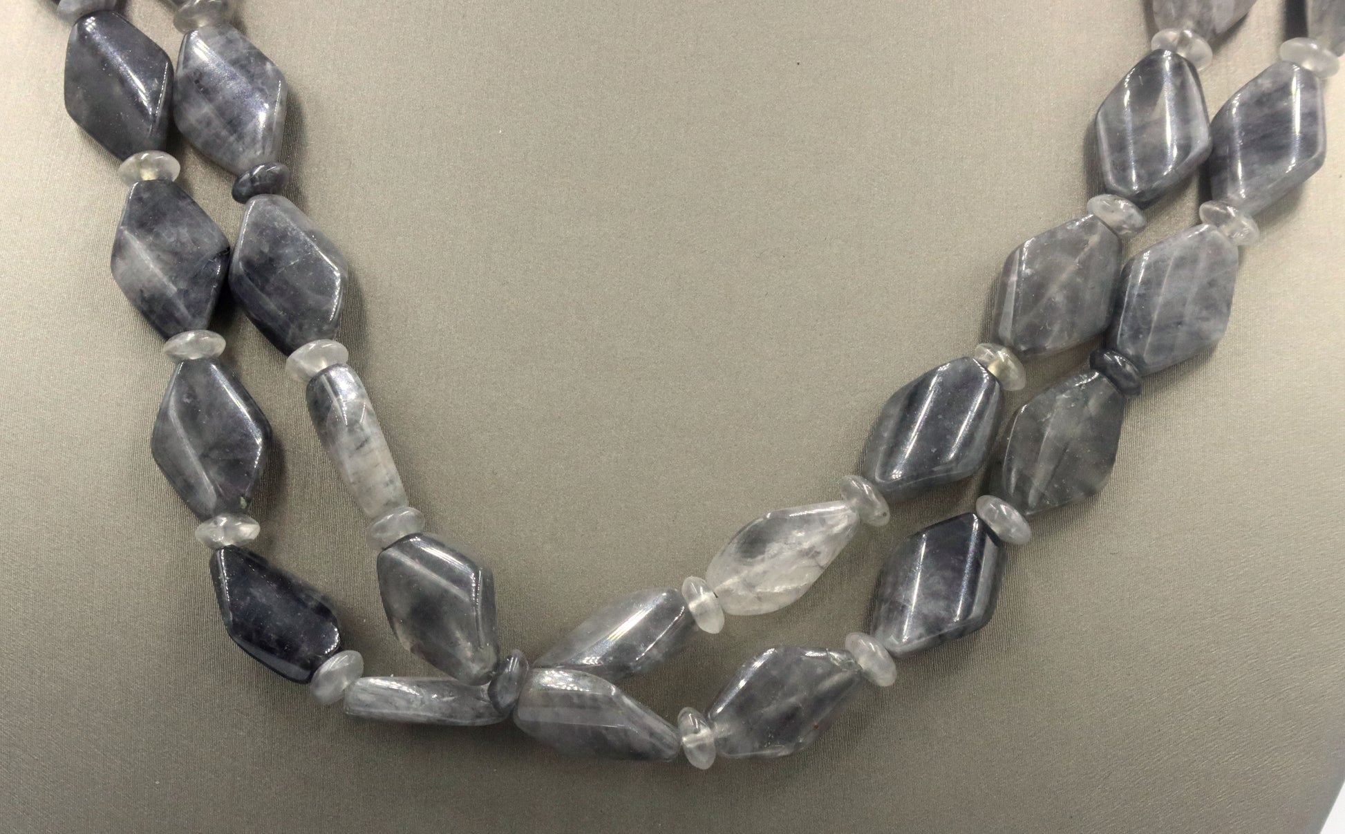 Two row strand smokey quartz necklace