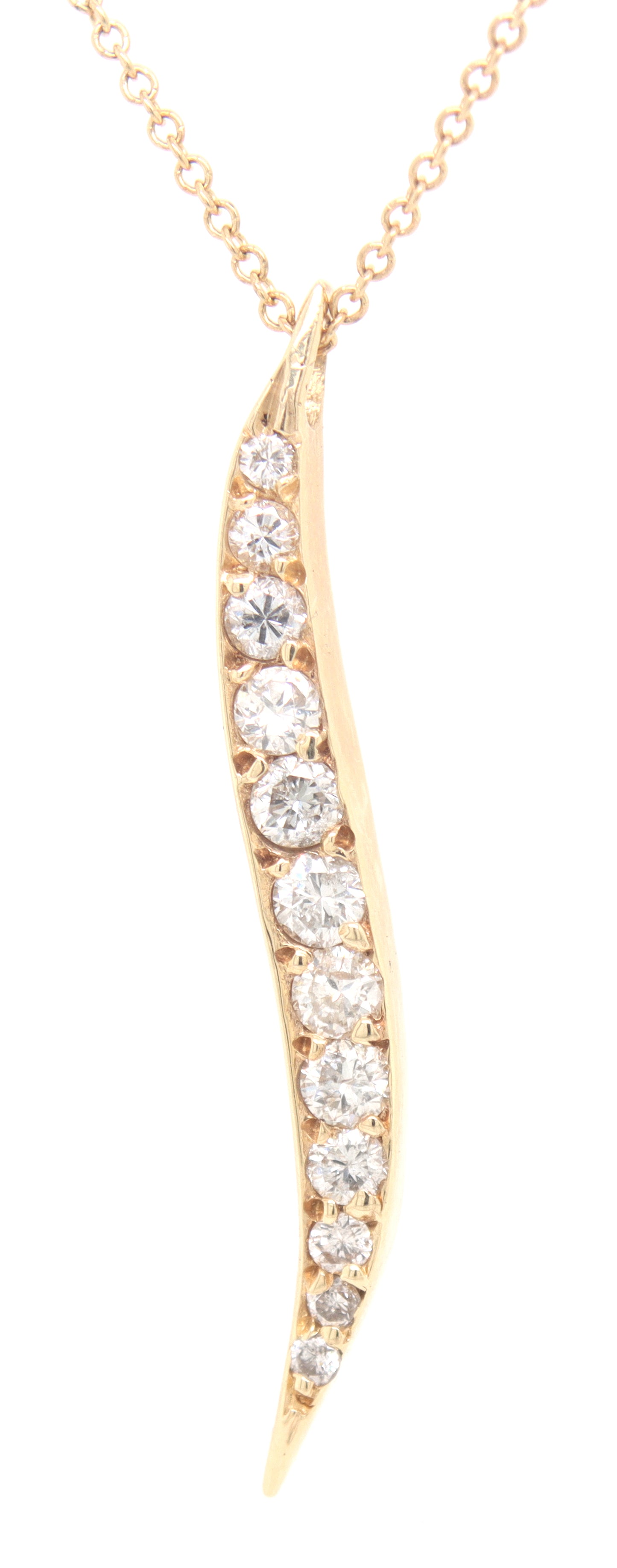 14kt Yellow gold 1/2ctw diamond leaf pendant on chain