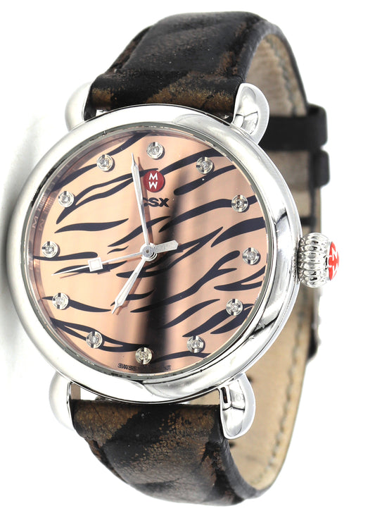 Michele CSX Tiger 36 quartz with diamond markers watch