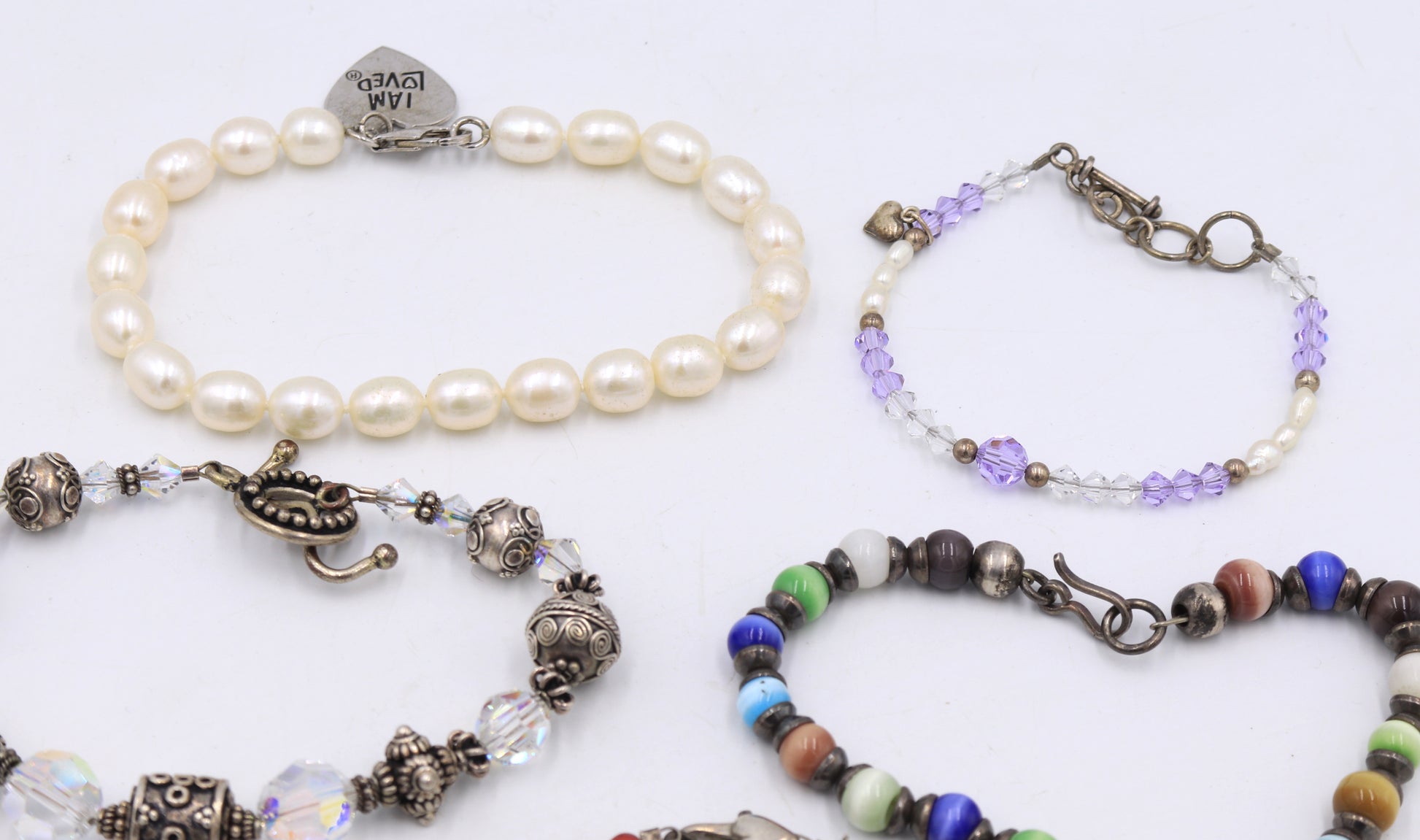 Group lot of vintage 925 sterling silver bracelets