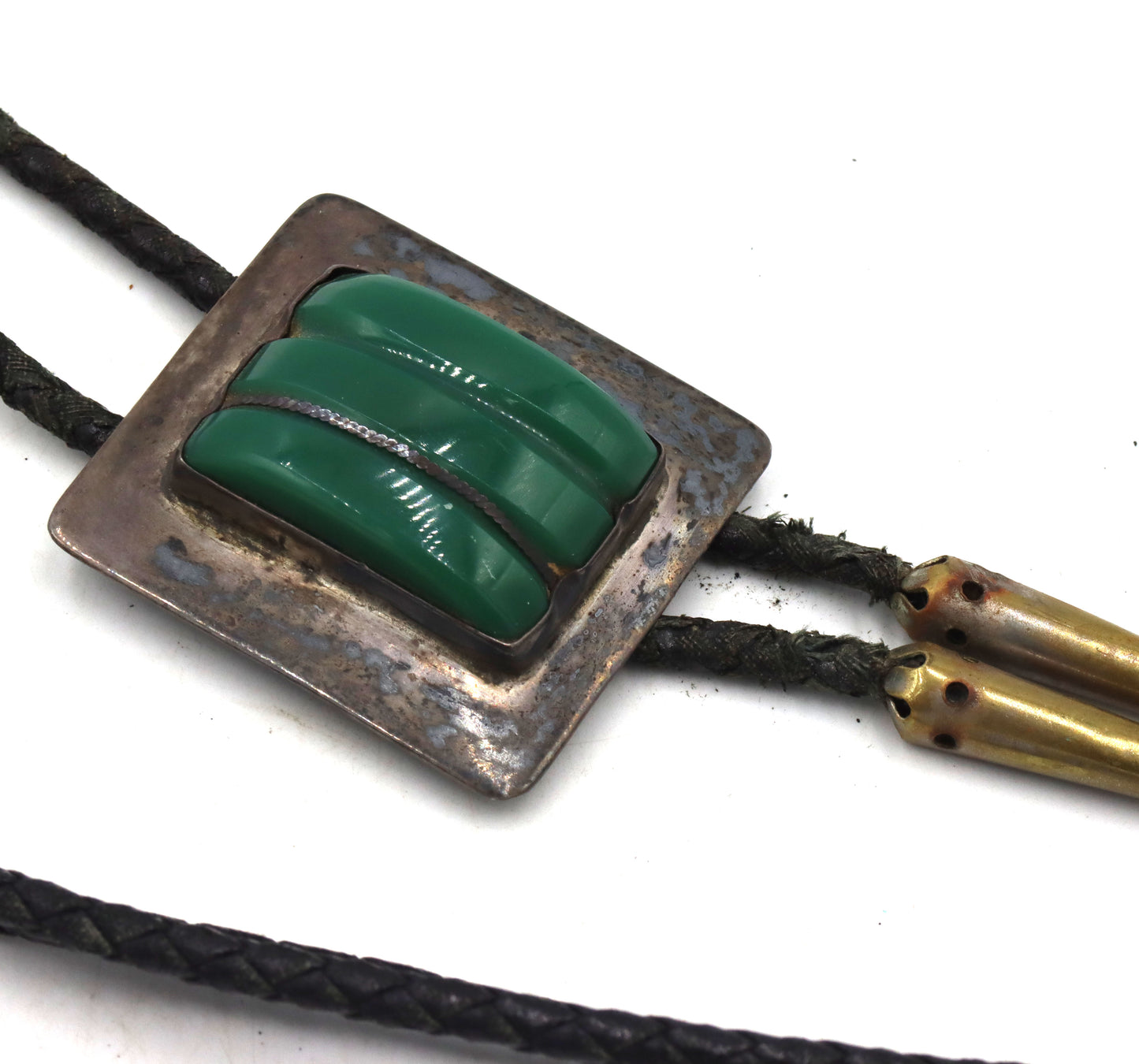 Vintage 925 sterling silver Malachite bolo tie