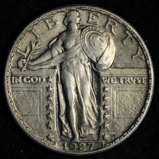 1927 Standing Liberty Quarter Philadelphia Mint Fine (F-12) Details 90% Silver U.S. Coin