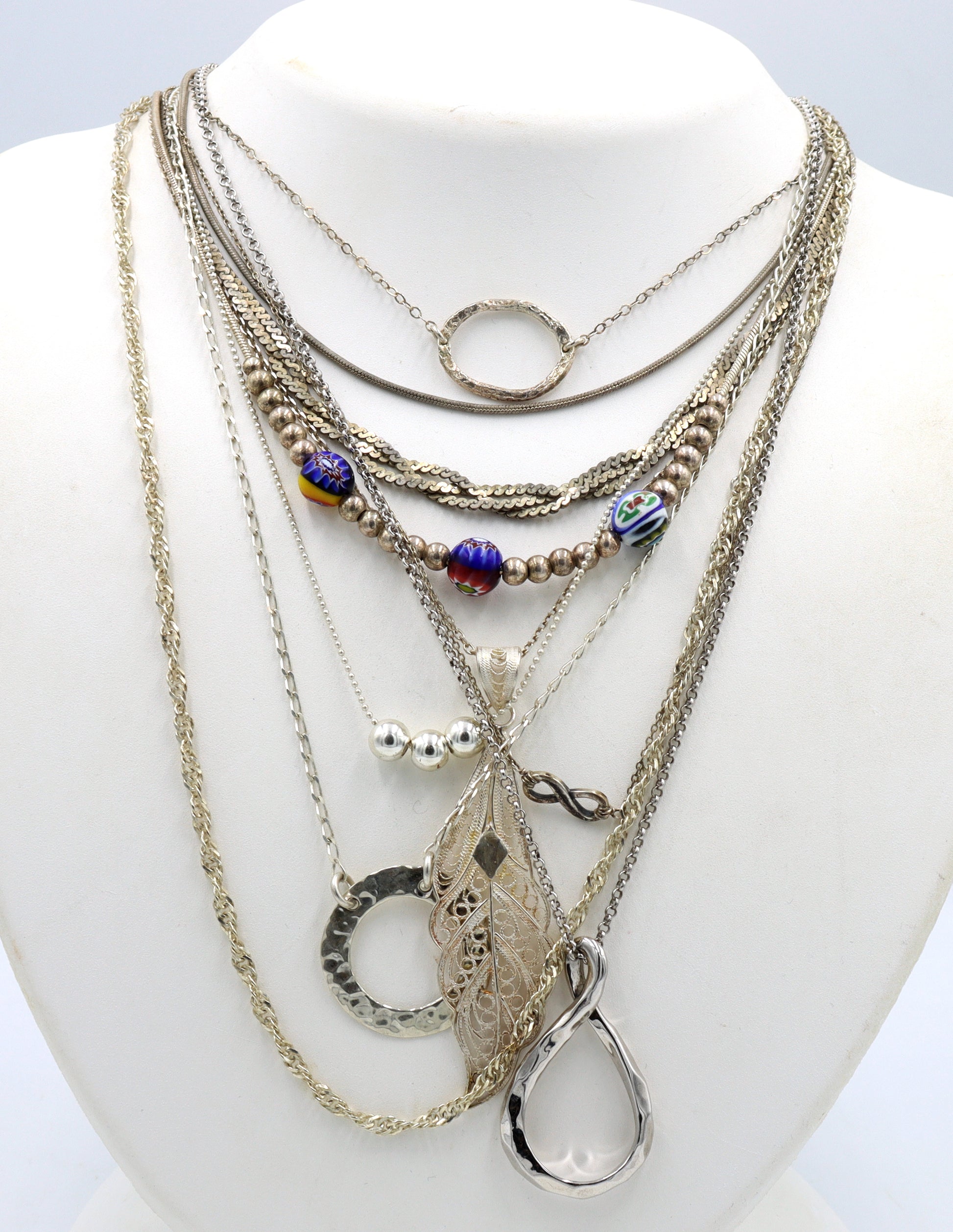 Group lot of Vintage 925 sterling silver 10 necklaces