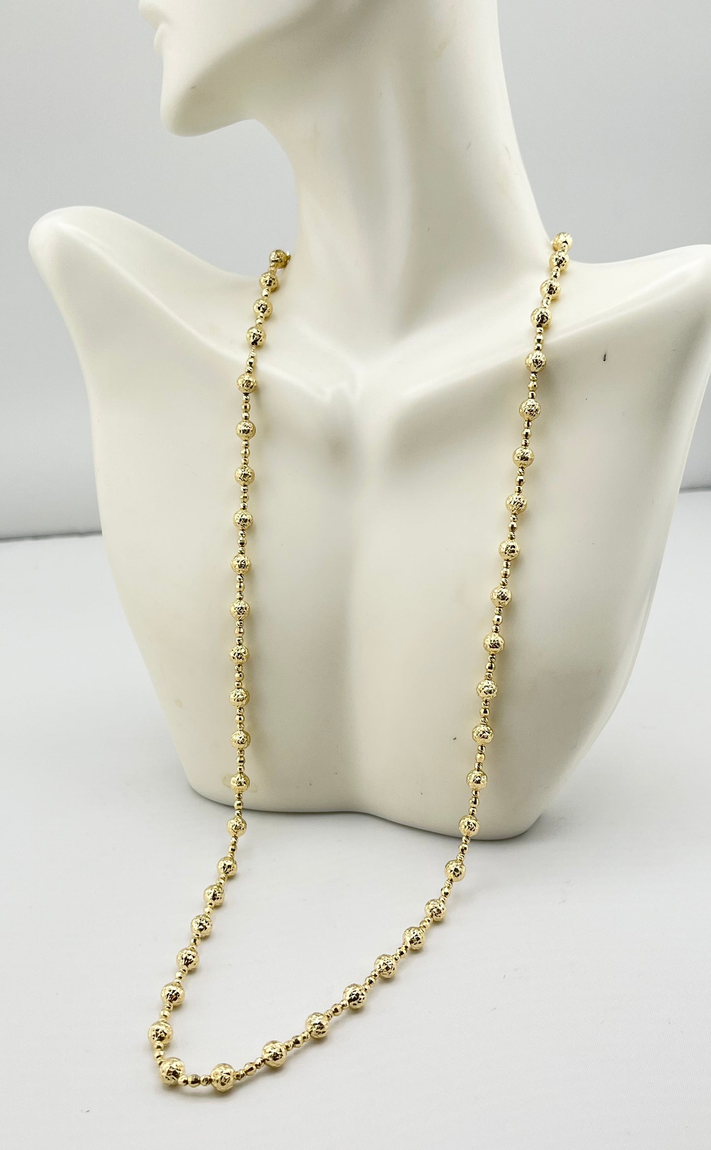 14KT Yellow Gold Faceted Shimmering Gold Beaded Necklace