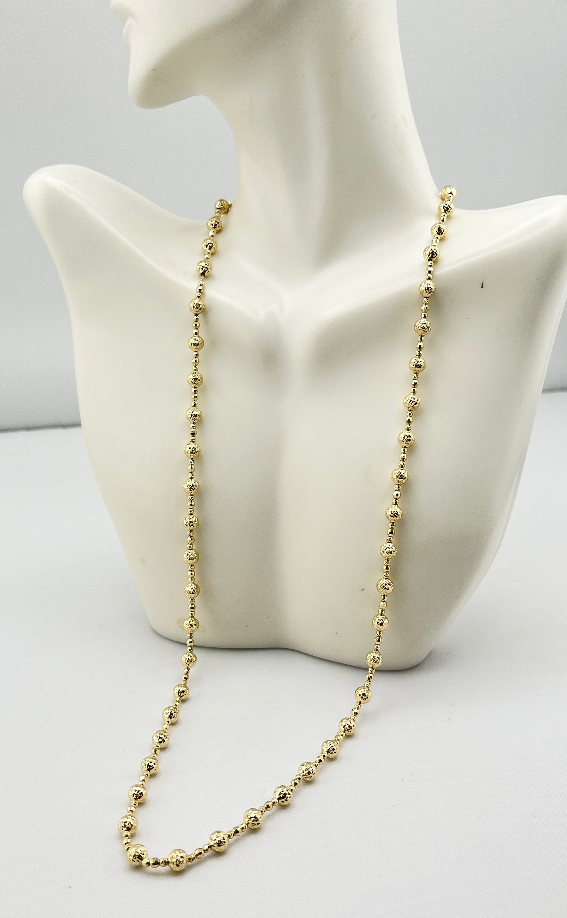 14KT Yellow Gold Faceted Shimmering Gold Beaded Necklace