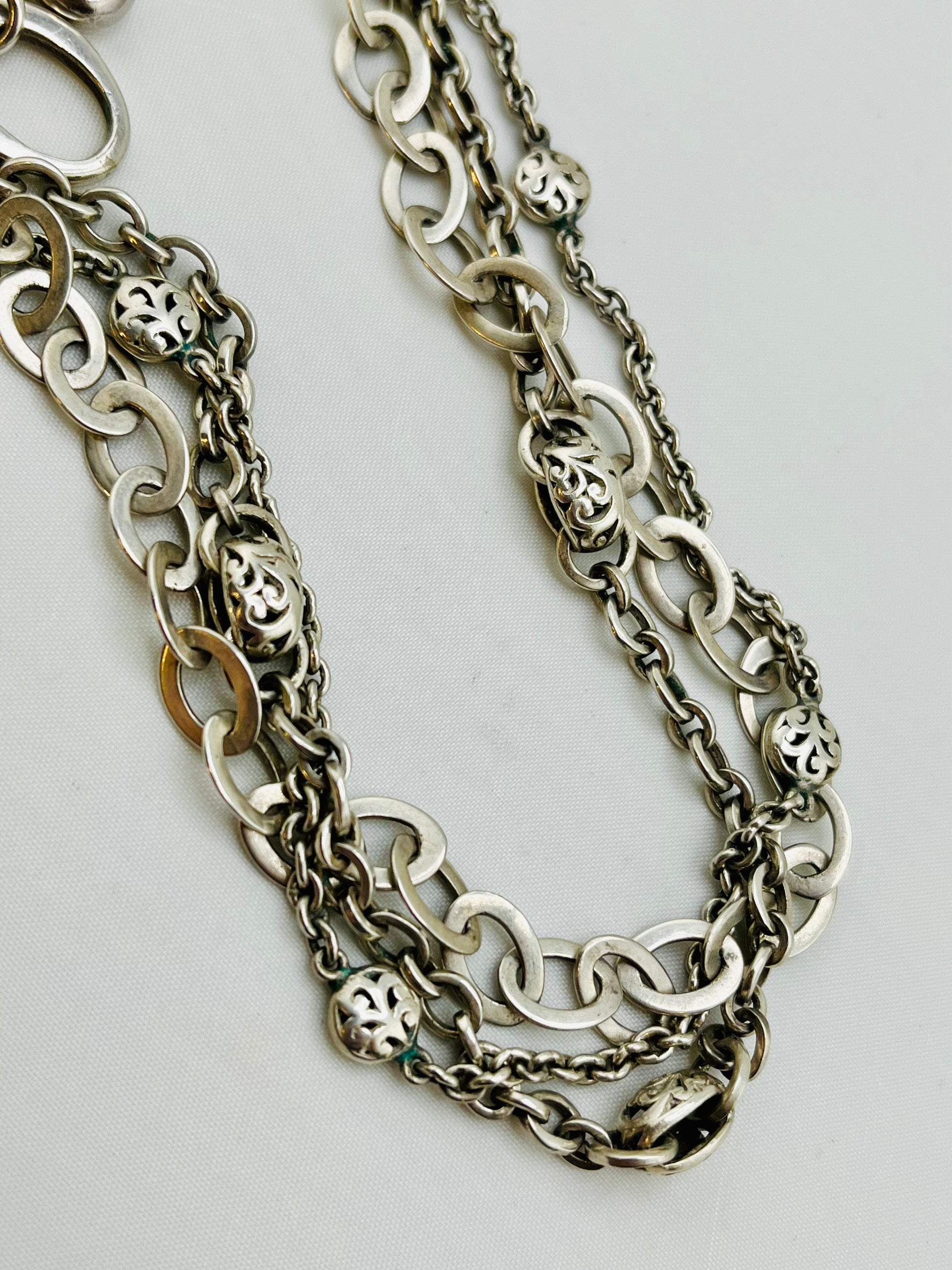 925 Sterling Silver Vintage Rare Lois Hill Multi Strands Chain Style Necklace