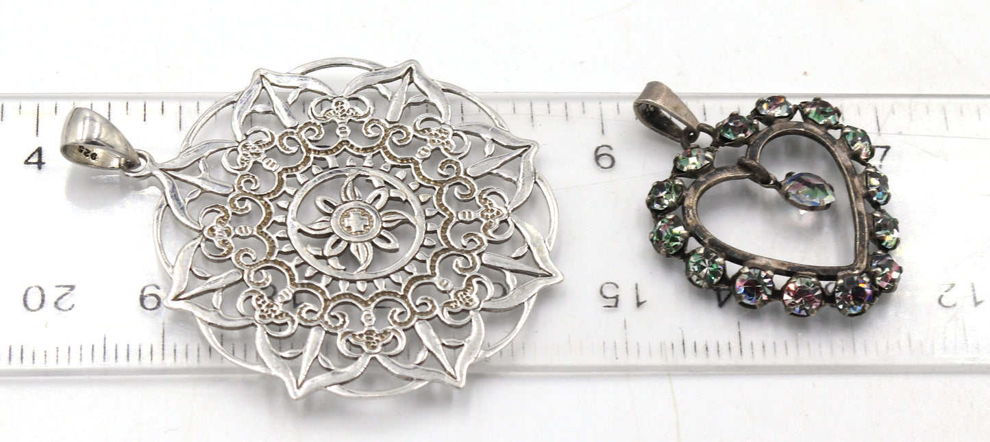 Group lot of Vintage 925 sterling silver pendants