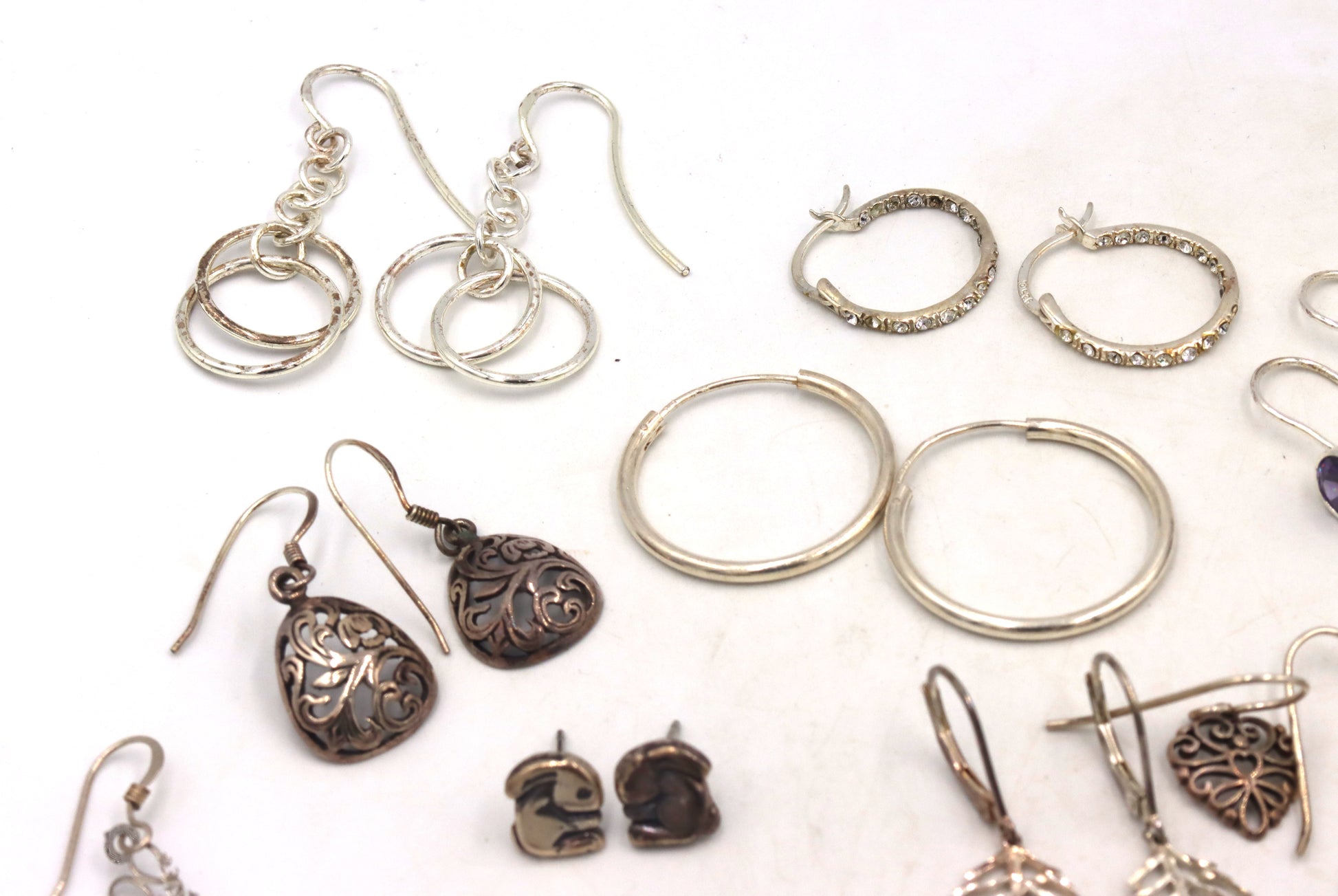 Group lot of vintage 925 sterling silver earrings