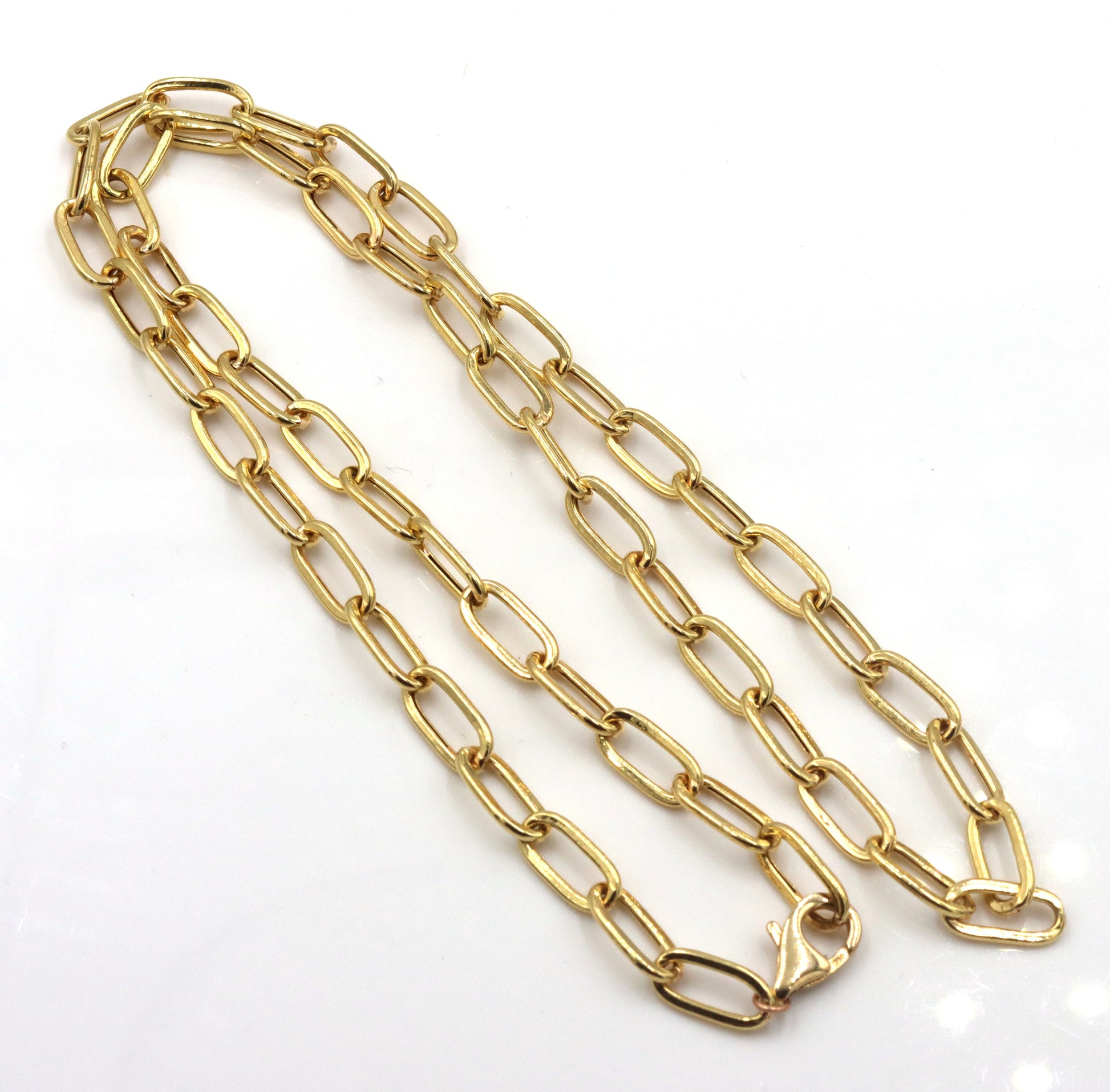 18kt Yellow gold paper clip chain necklace