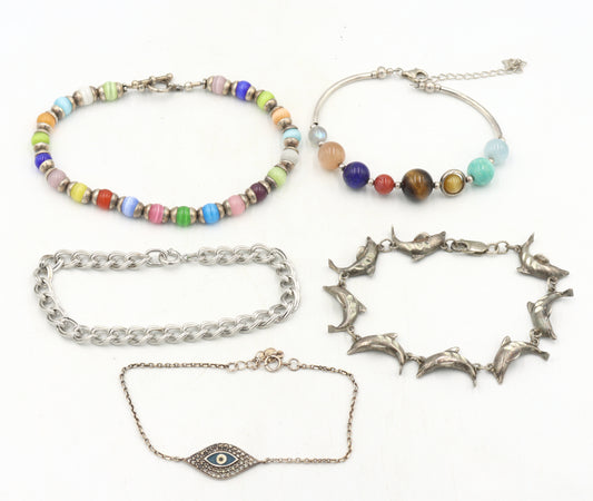 Group lot of  vintage 925 sterling silver bracelets