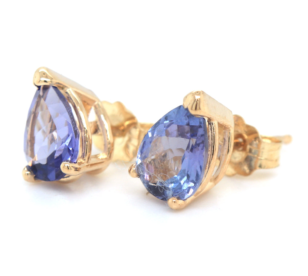 14kt Yellow gold 1.20ctw pear Tanzanite stud earrings