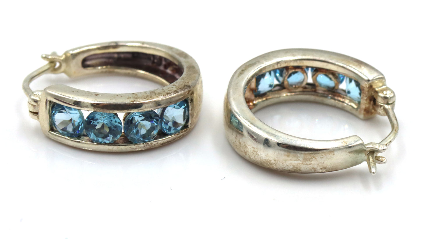 3 Pairs of 925 sterling silver cubic zirconia hoop earrings