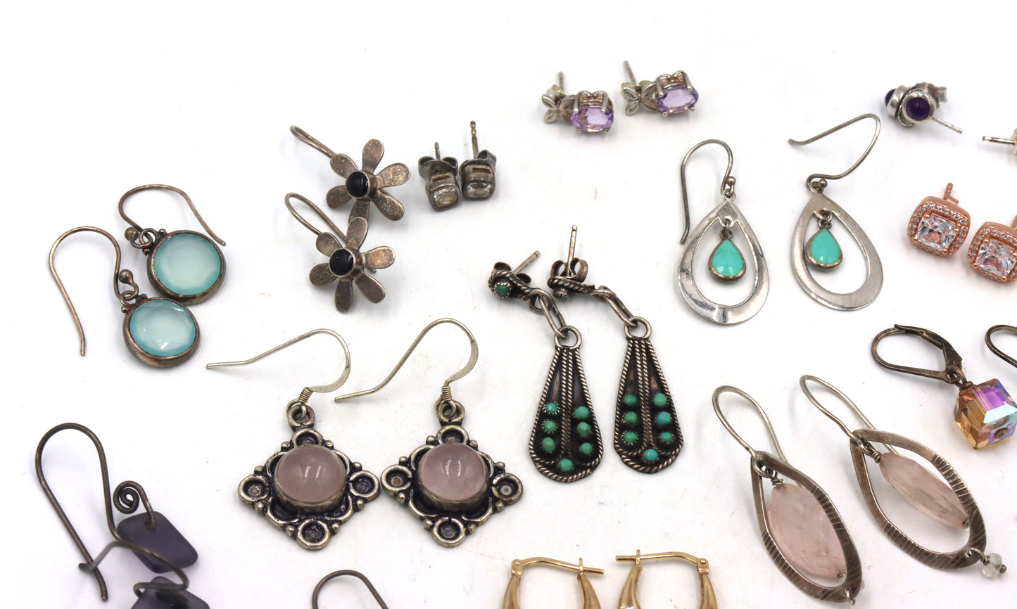 Group lot of vintage 925 sterling silver earrings