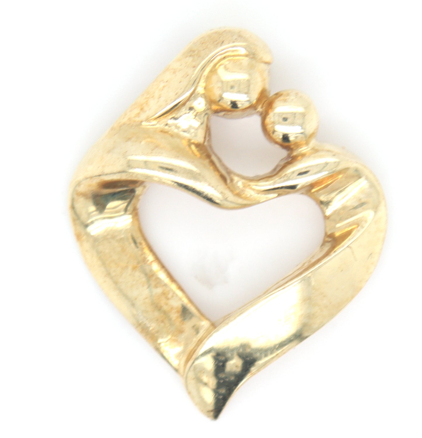 10kt Yellow gold mother and son heart shaped pendant