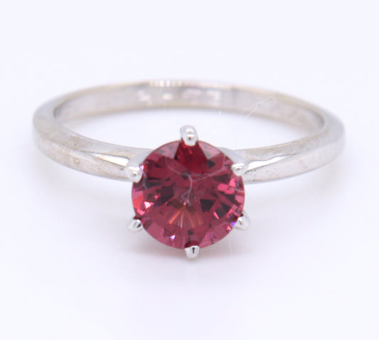 Pleasing White Gold Rhodalite Garnet Stacking Ring