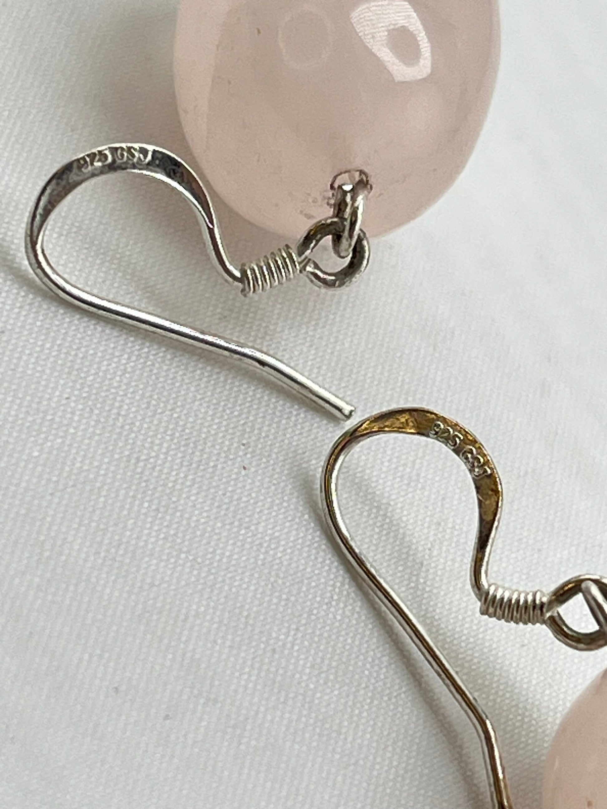 925 Sterling Silver Pink Quartz Danfle earrings