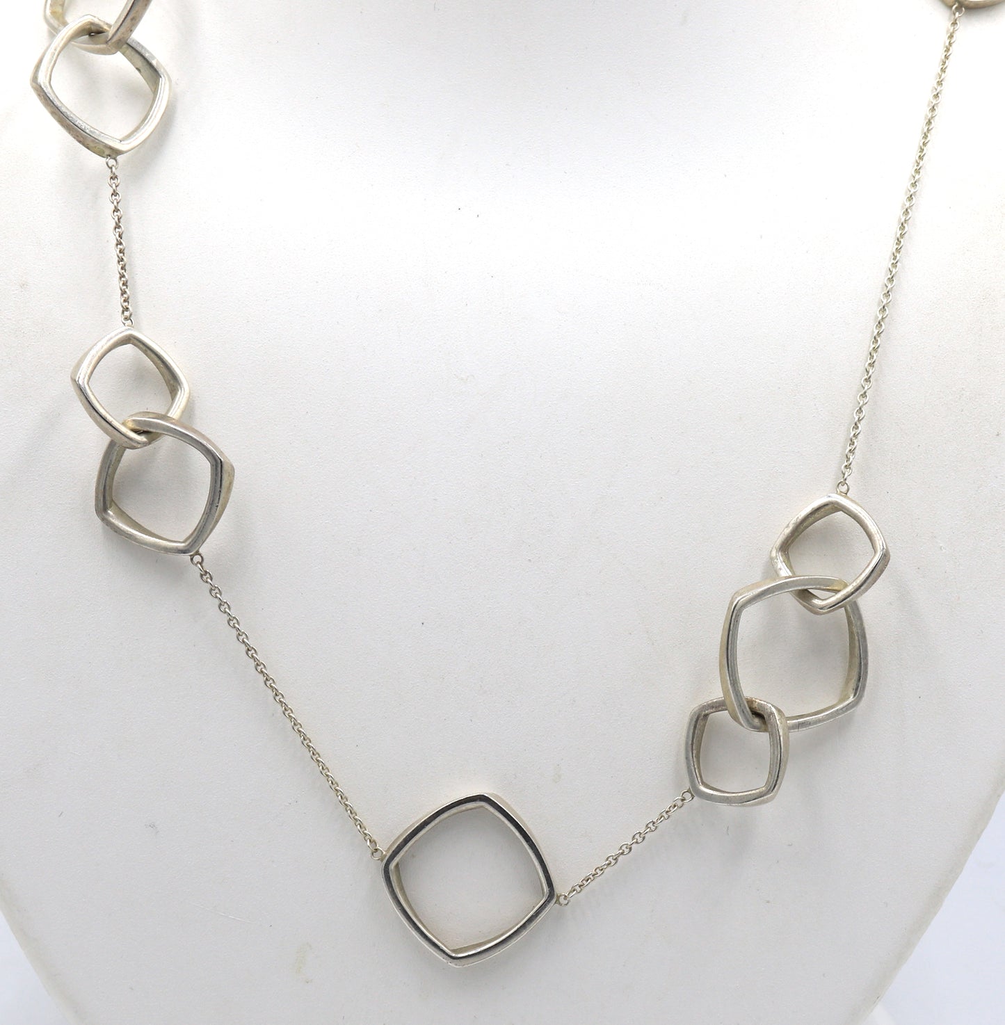 Vintage 925 sterling silver square link necklace