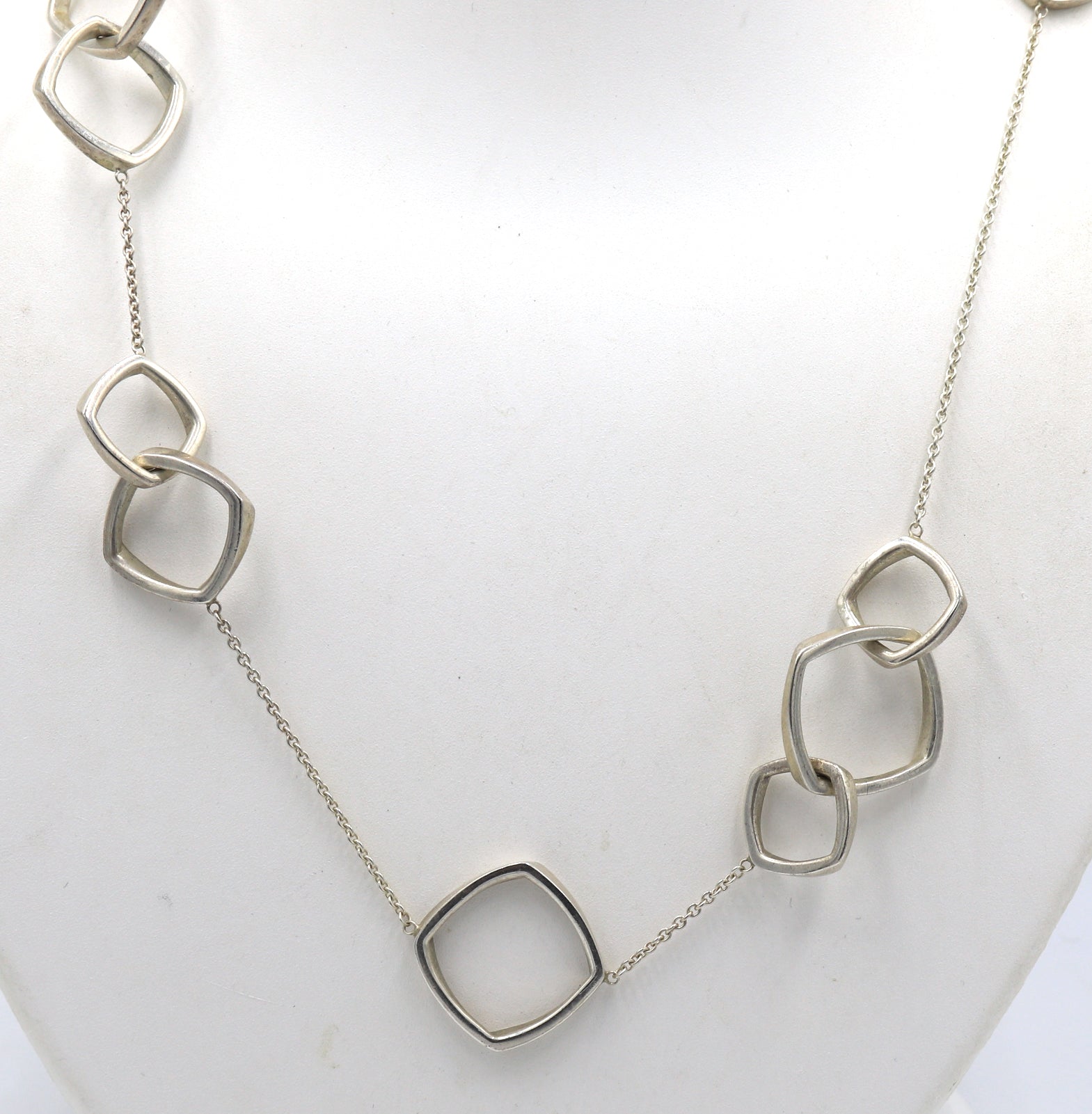 Vintage 925 sterling silver square link necklace