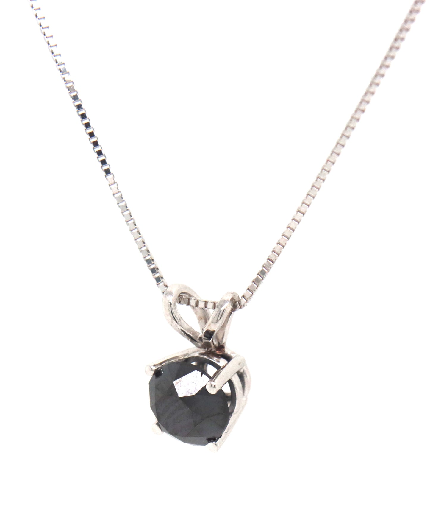 14kt White gold 0.45ct black diamond pendant on chain