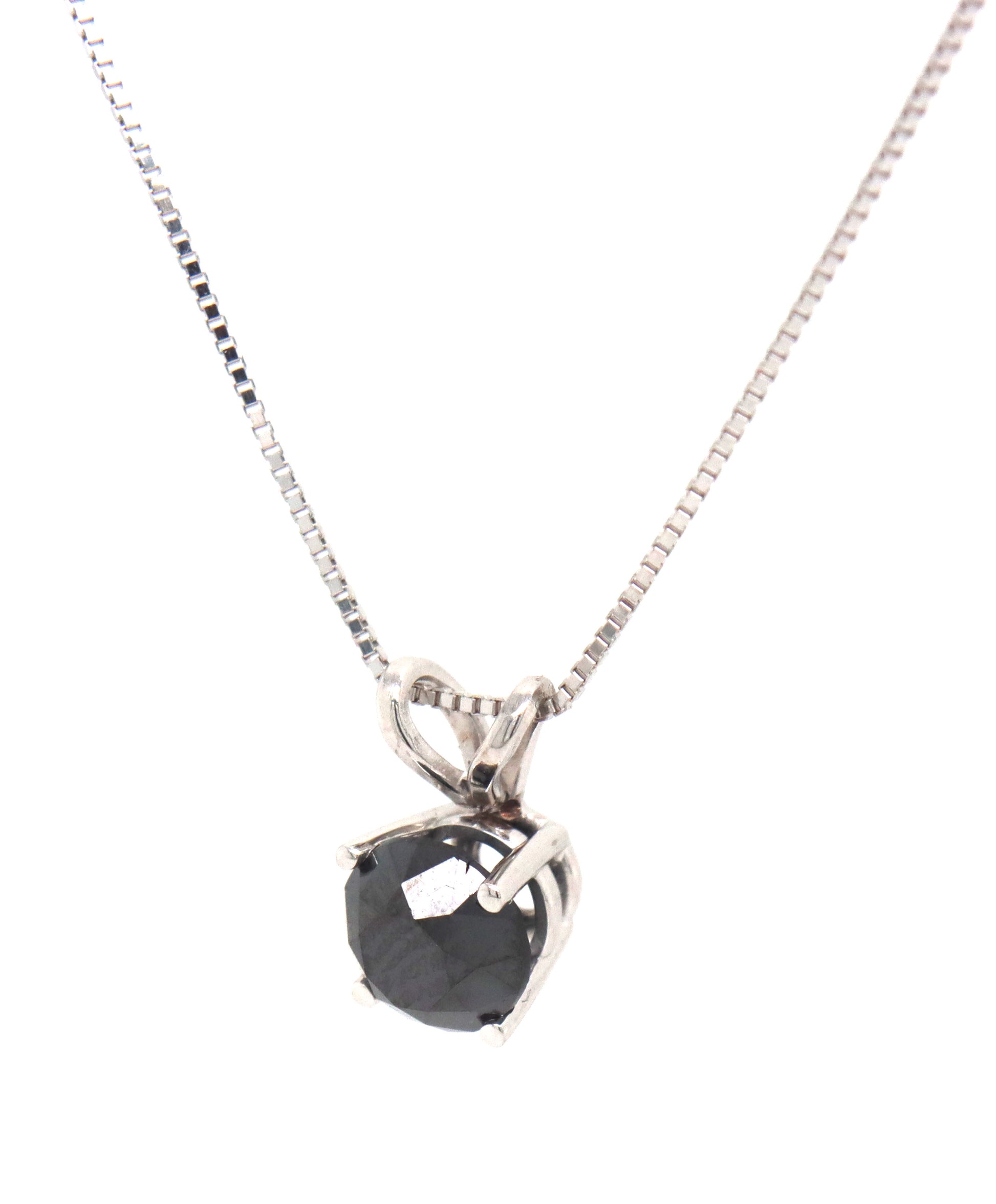 14kt White gold 0.45ct black diamond pendant on chain