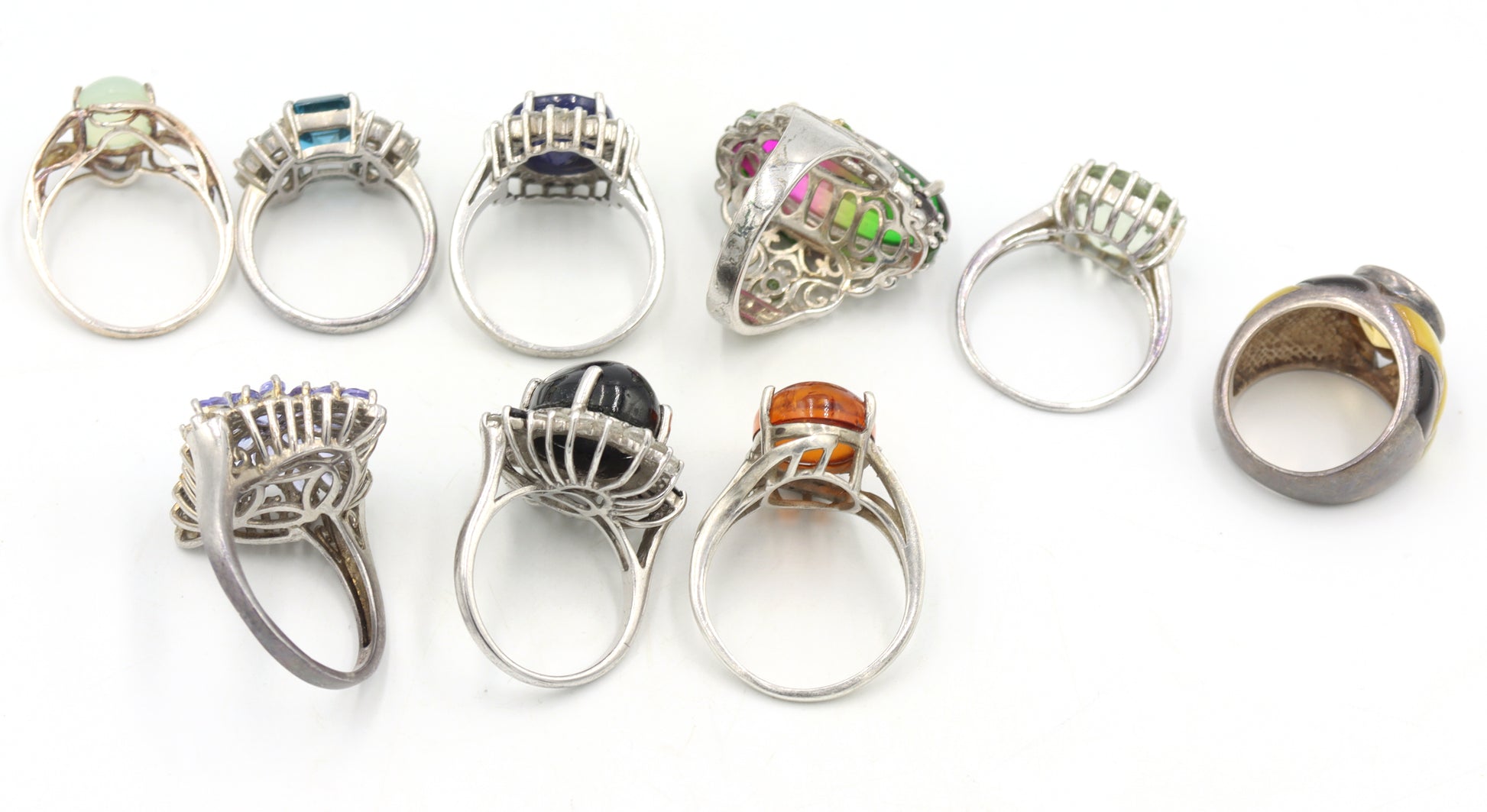 Group lot of 9 Vintage 925 sterling silver rings