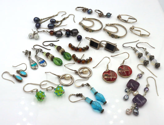 Lot of Vintage 925 sterling silver gemstone earrings