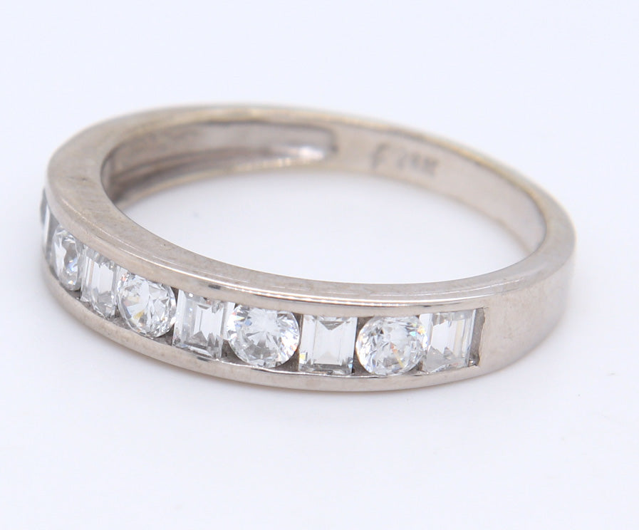 Dazzling 14KT White Gold Round and Baguette Cubic Zirconia Band