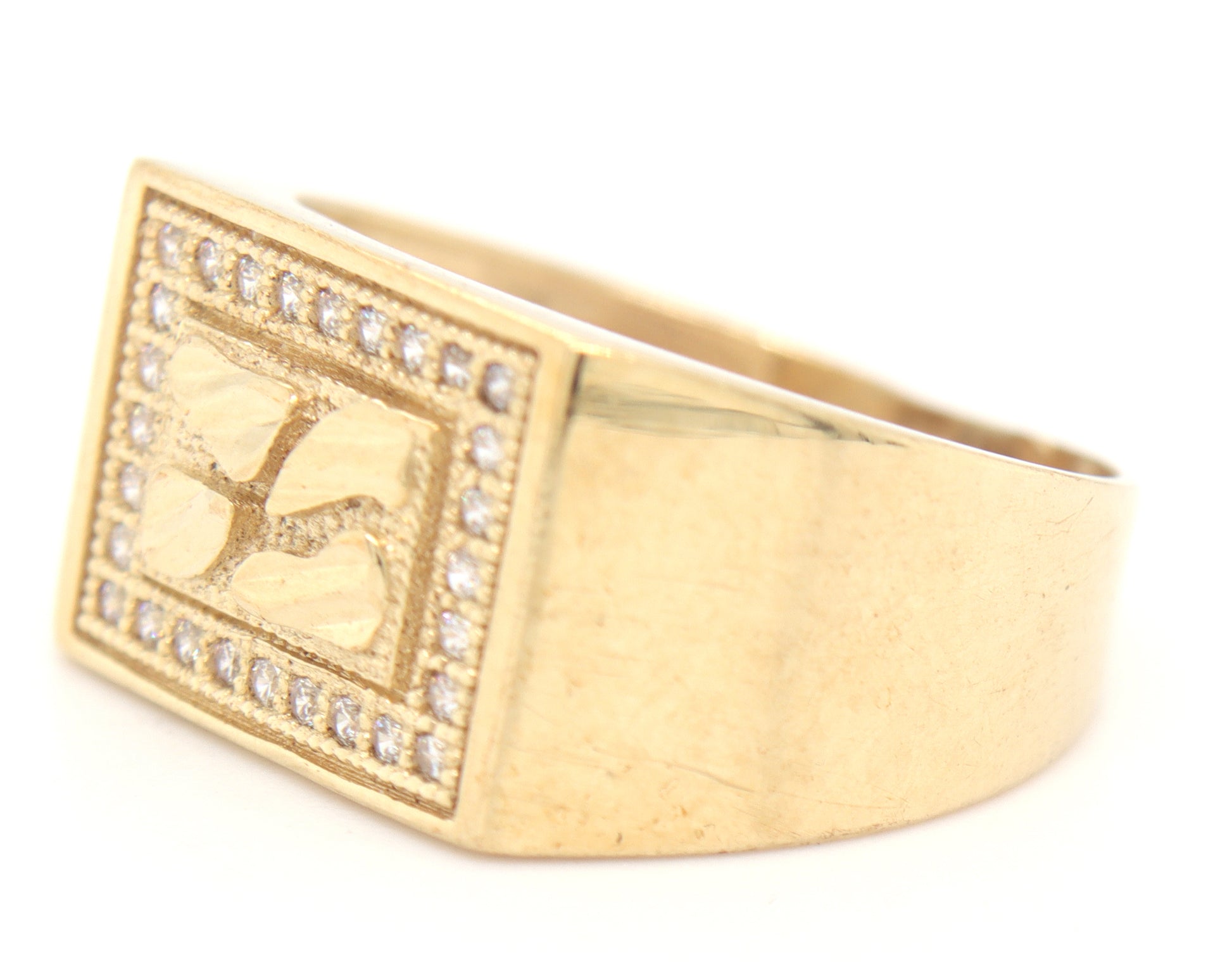10kt Yellow gold square cubic zirconia ring