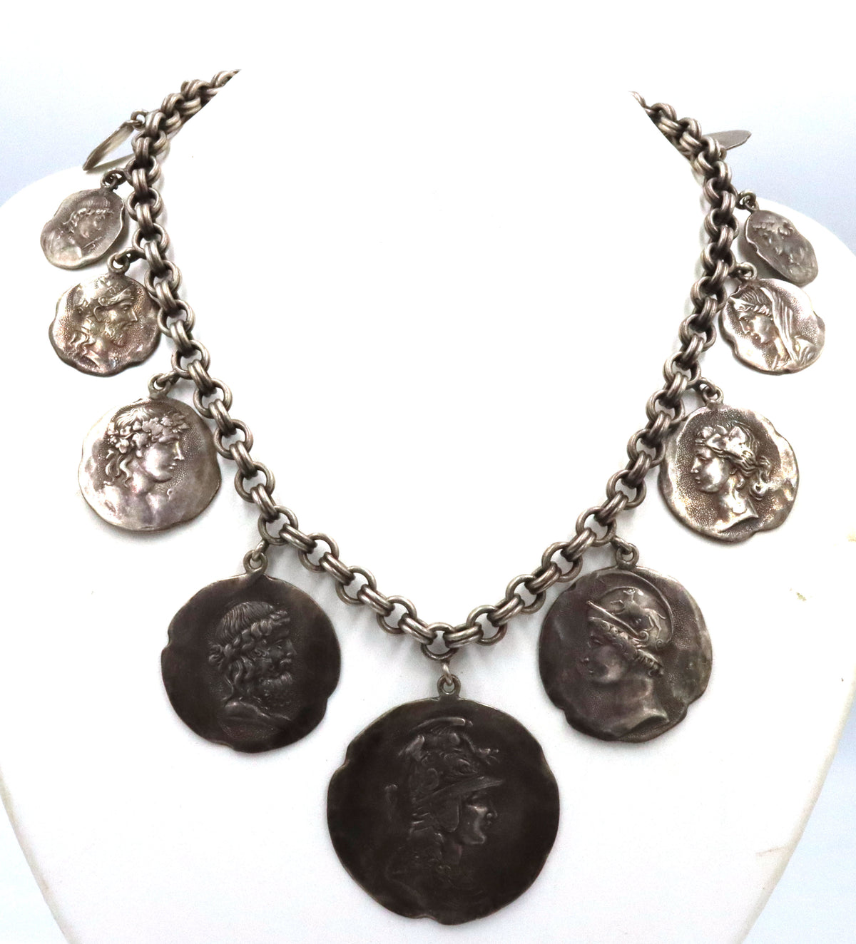 925 Sterling silver Roman coin charm necklace