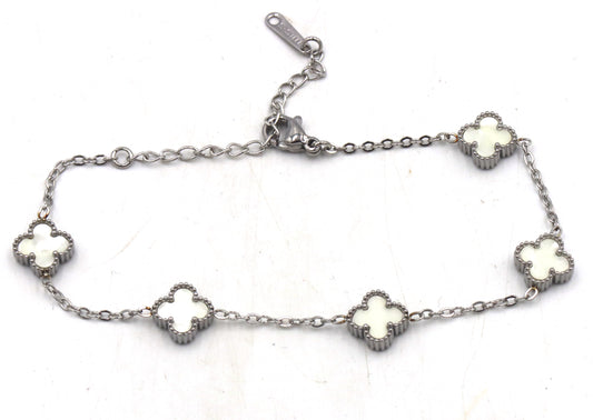 Stainless steel 5 clover adjustable bracelet