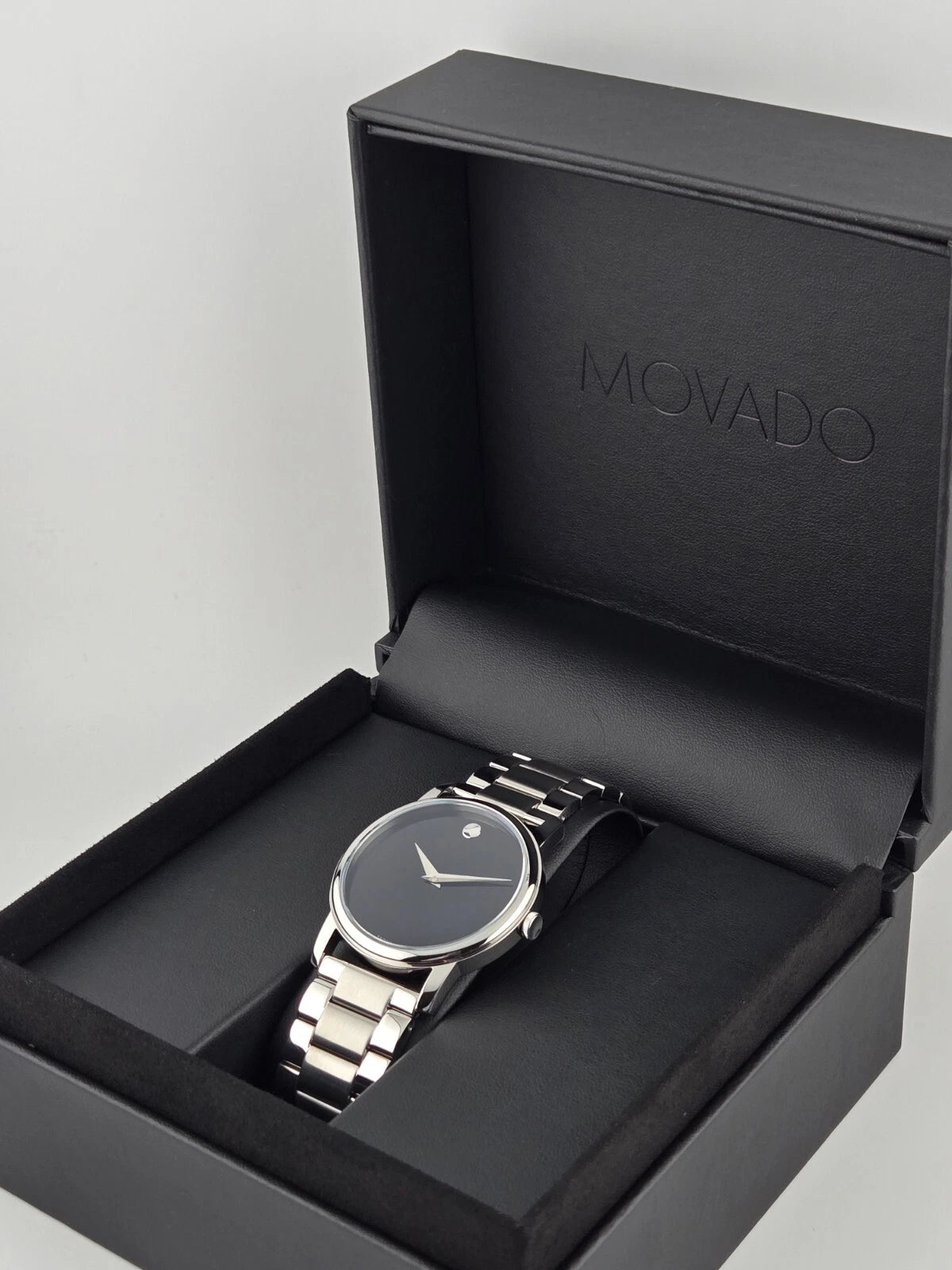 Movado Museum Men’s 38mm Black Dial Swiss Quartz Watch Stainless Steel