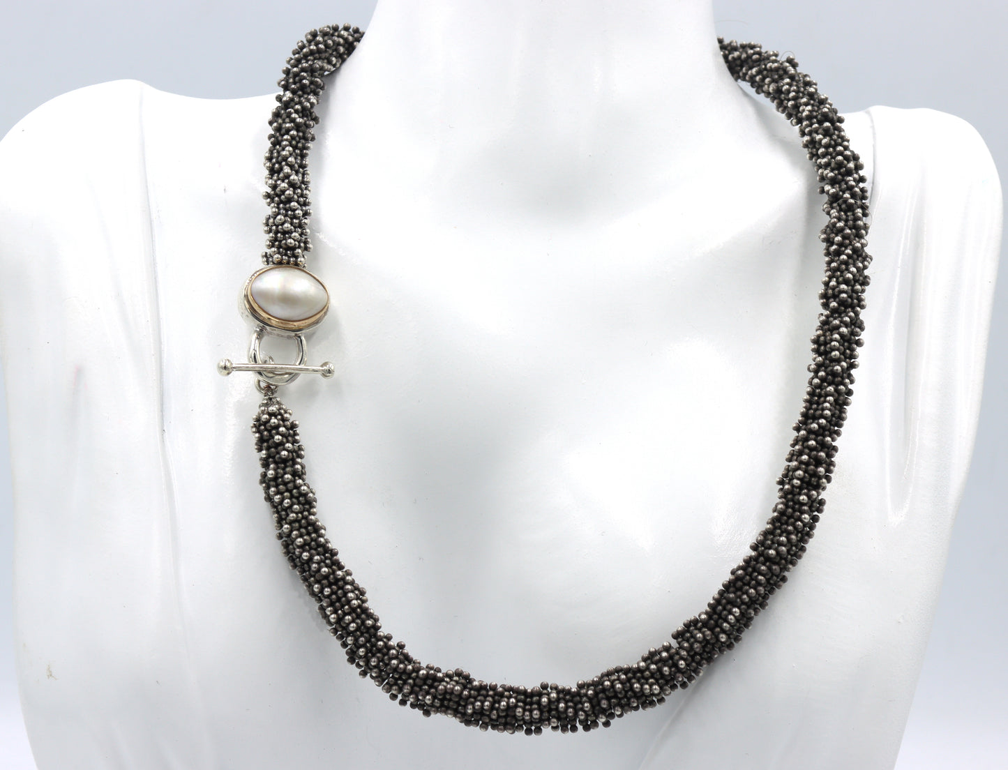 Micheal Dawkins beaded necklace with pearl toggle clasp