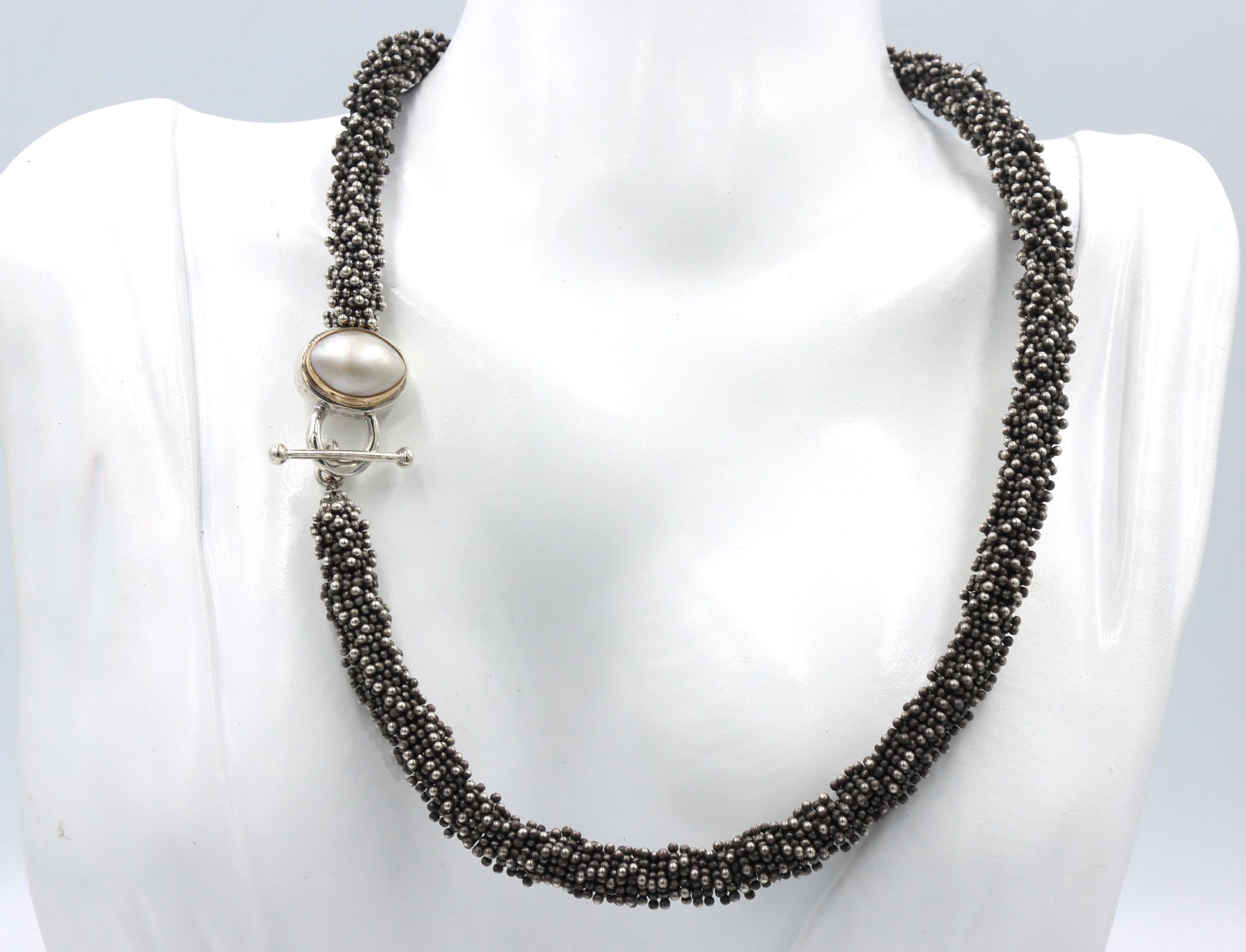 Micheal Dawkins beaded necklace with pearl toggle clasp